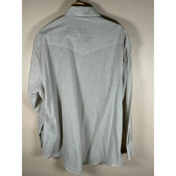 Vintage Pearl Snap Long Sleeve Button Down Brown Stripe Western Cowboy  18-35 - Picture 5 of 9